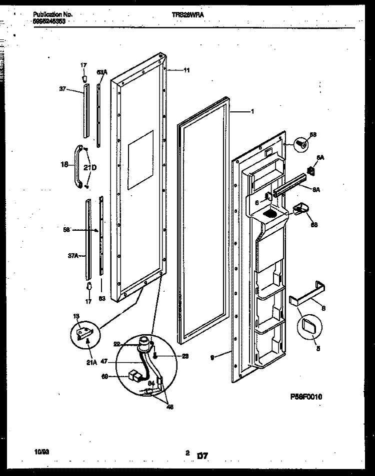 FREEZER DOOR PARTS Diagram and Parts List for TRS26WRAB0  Tappan Refrigerator