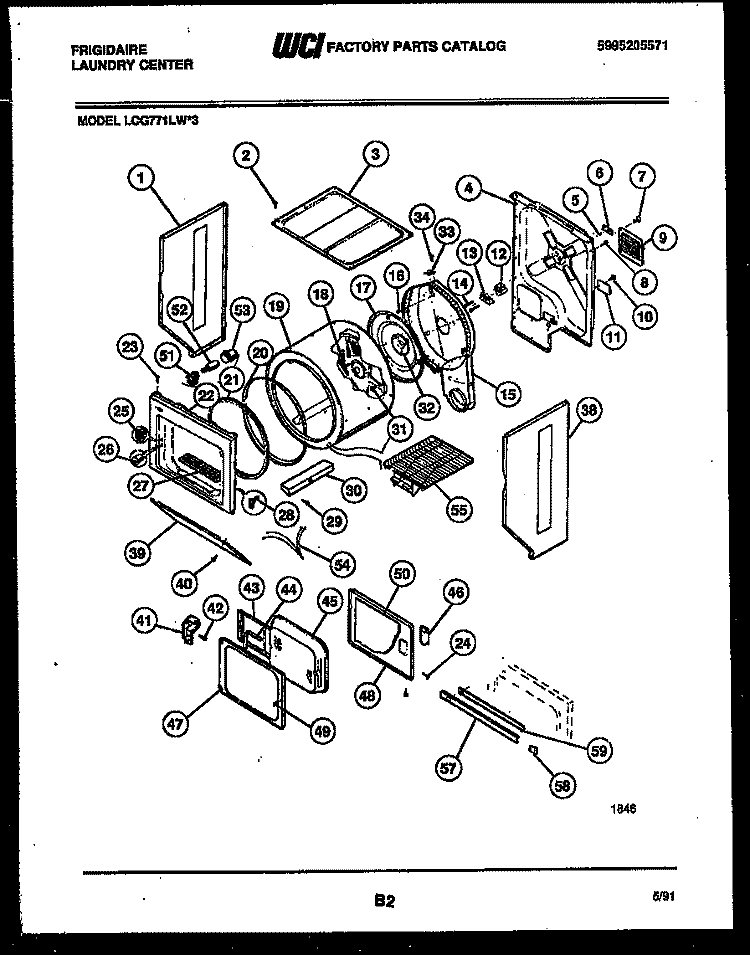 CABINET AND COMPONENT PARTS Diagram and Parts List for LCG771LL3  Frigidaire Washer Dryer Combo