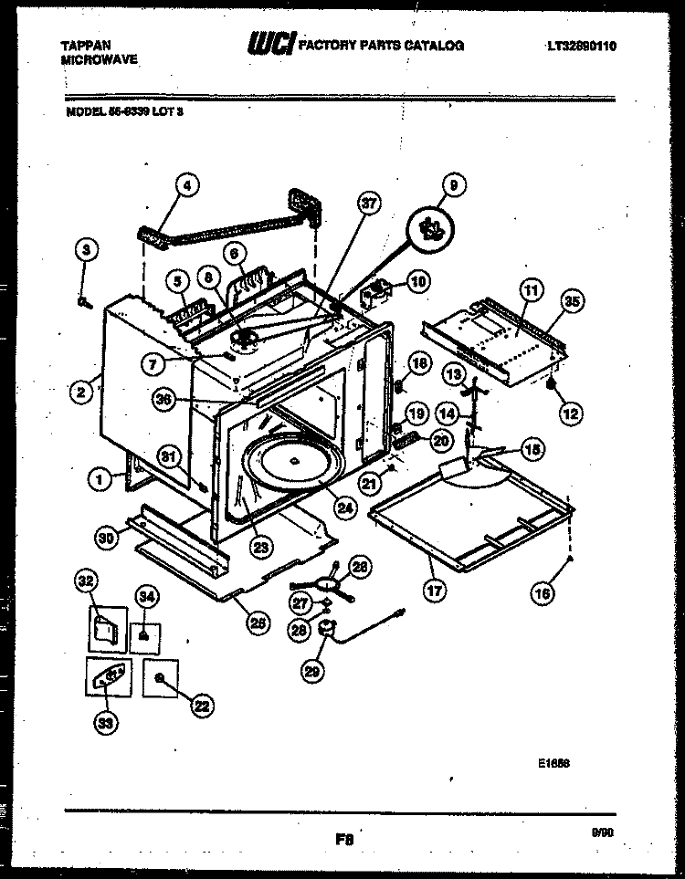 BODY PARTS Diagram and Parts List for 56-9339-10-03  Tappan Microwave