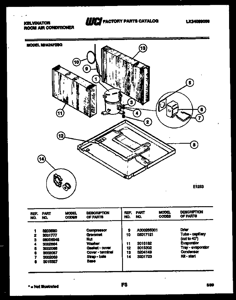 SYSTEM PARTS Diagram and Parts List for MH424F2SG  Kelvinator Air Conditioner
