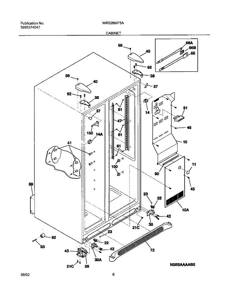 CABINET Diagram and Parts List for WRS26MF5AQ3  Westinghouse Refrigerator