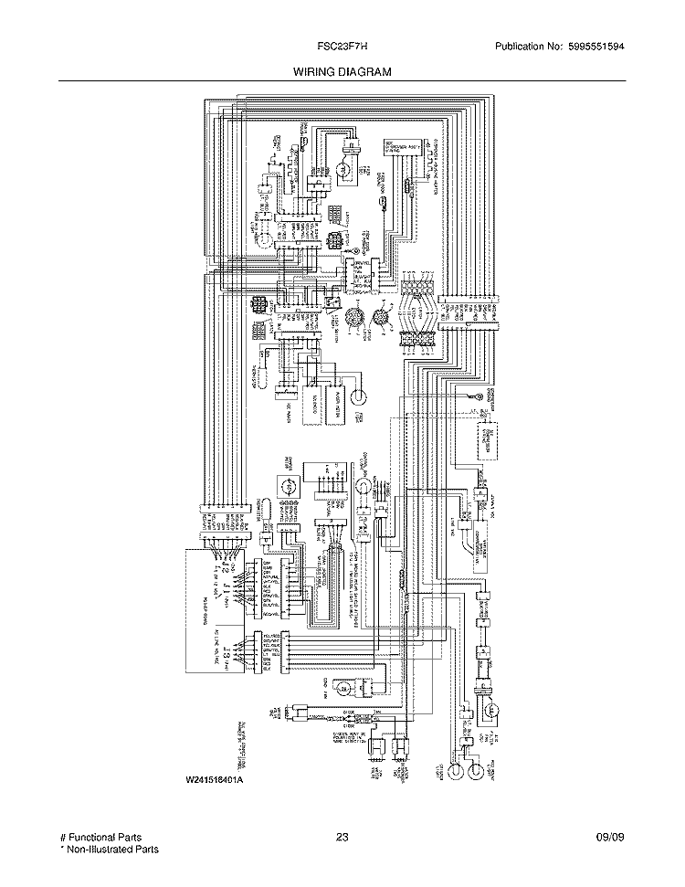 WIRING DIAGRAM Diagram and Parts List for FSC23F7HWA  Frigidaire Refrigerator