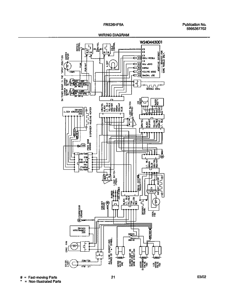 WIRING DIAGRAM Diagram and Parts List for FRS26HF5AQ2  Frigidaire Refrigerator