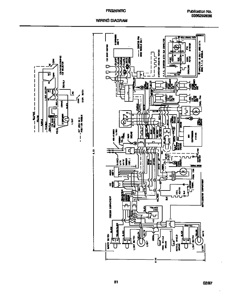 WIRING DIAGRAM Diagram and Parts List for FRS26WRCD6  Frigidaire Refrigerator