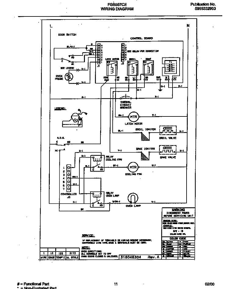 WIRING DIAGRAM Diagram and Parts List for FGB557CEBD  Frigidaire Wall Oven