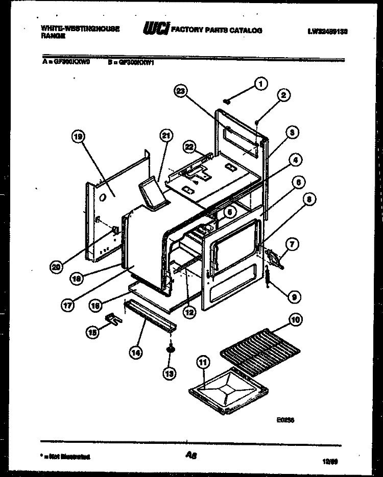 BODY PARTS Diagram and Parts List for GF300KXW1  Frigidaire Range