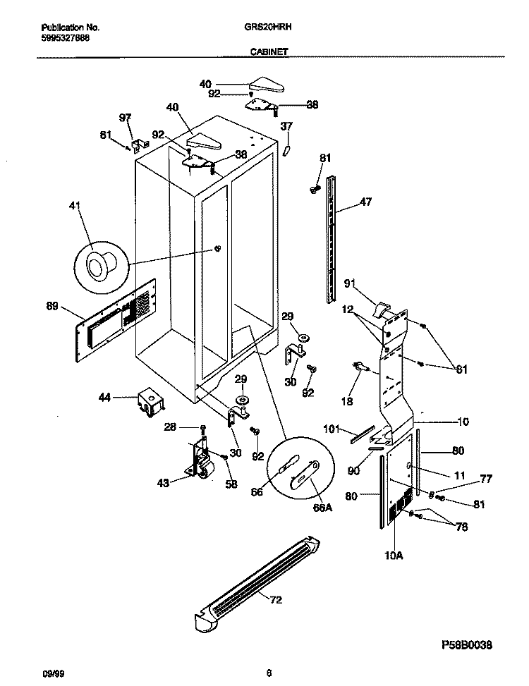 CABINET Diagram and Parts List for GRS20HRHD1  Gibson Refrigerator