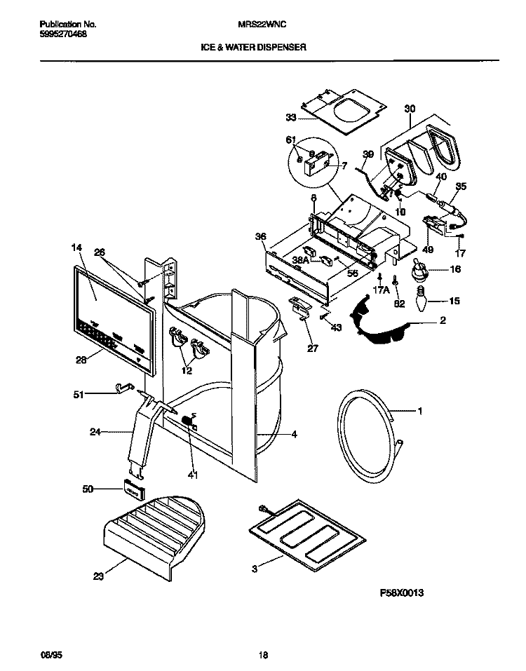 ICE & WATER DISPENSER Diagram and Parts List for MRS22WNCD1  Frigidaire Refrigerator