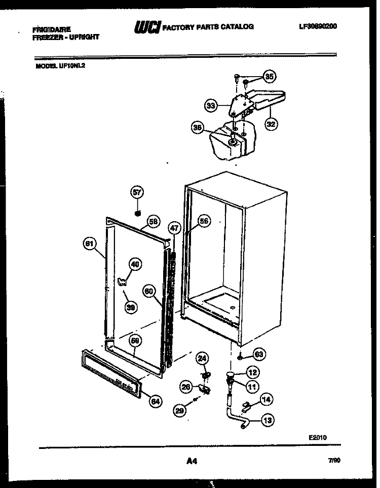 CABINET PARTS Diagram and Parts List for UF10NL2  Frigidaire Freezer