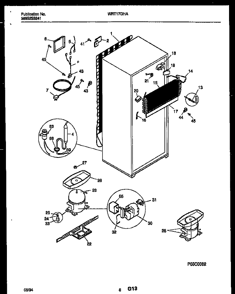 SYSTEM AND AUTOMATIC DEFROST PARTS Diagram and Parts List for WRT17GHAW0  Frigidaire Refrigerator