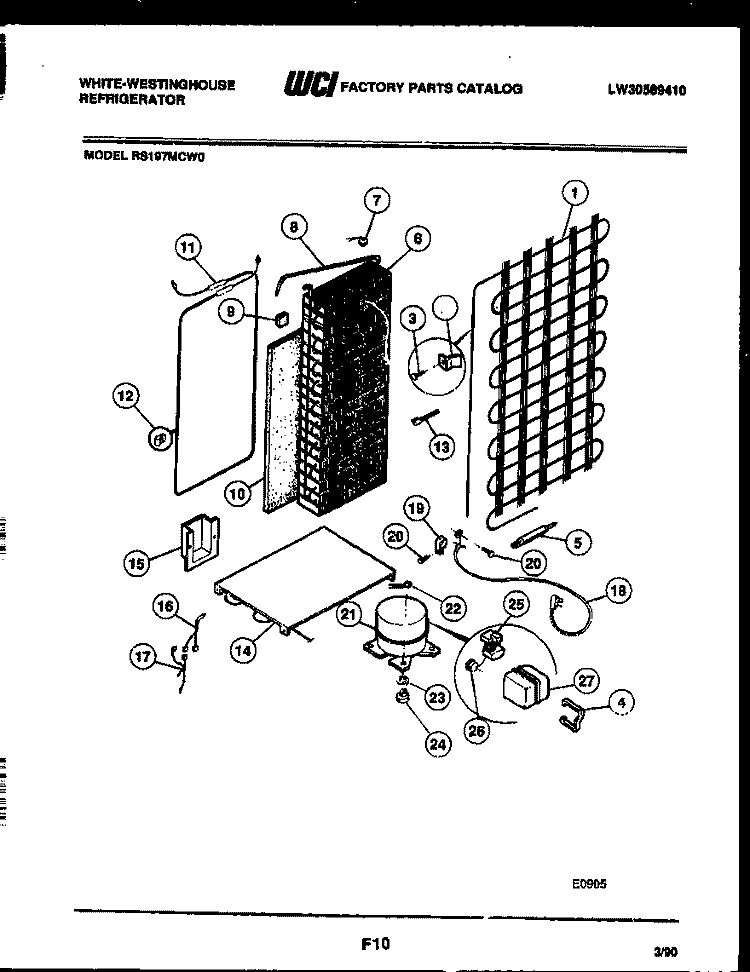 SYSTEM AND AUTOMATIC DEFROST PARTS Diagram and Parts List for RS197MCD0  Frigidaire Refrigerator