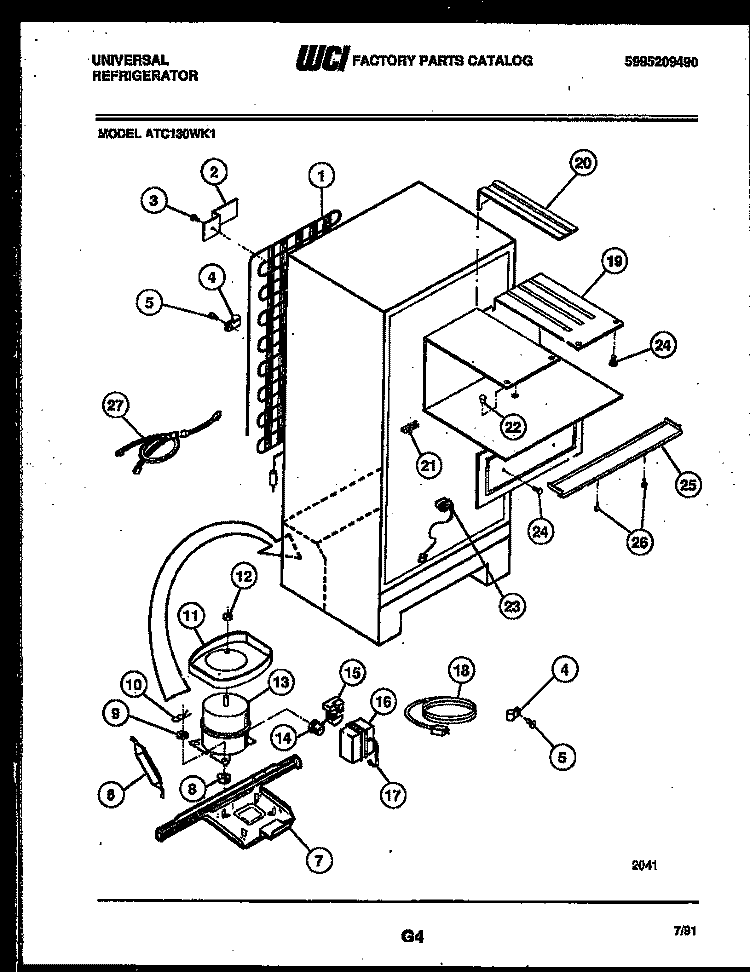 SYSTEM AND AUTOMATIC DEFROST PARTS Diagram and Parts List for ATC130WKD1  Uni Refrigerator
