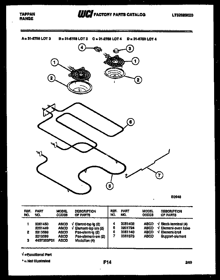 BROILER PARTS Diagram and Parts List for 31-2758-66-03  Tappan Range