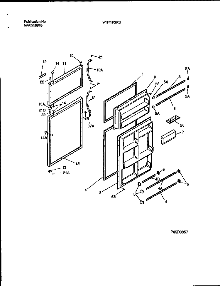 DOOR SECTION Diagram and Parts List for WRT19GRBW2  Frigidaire Refrigerator
