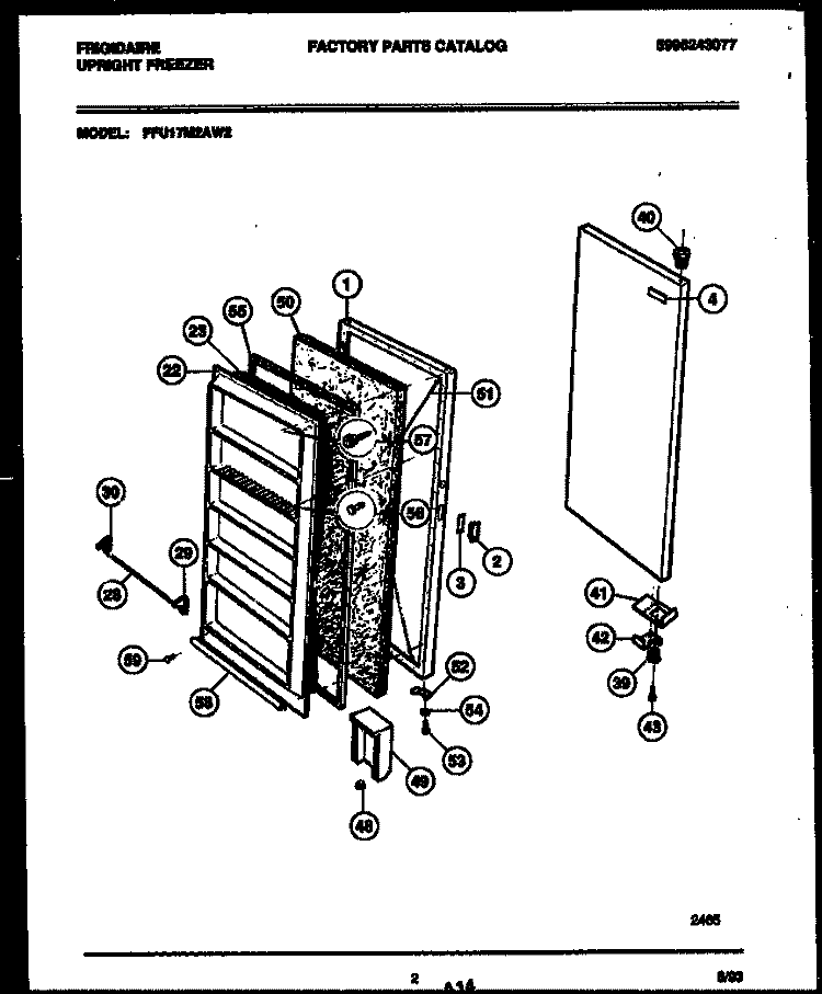 DOOR PARTS Diagram and Parts List for FFU17M2AW2  Frigidaire Freezer