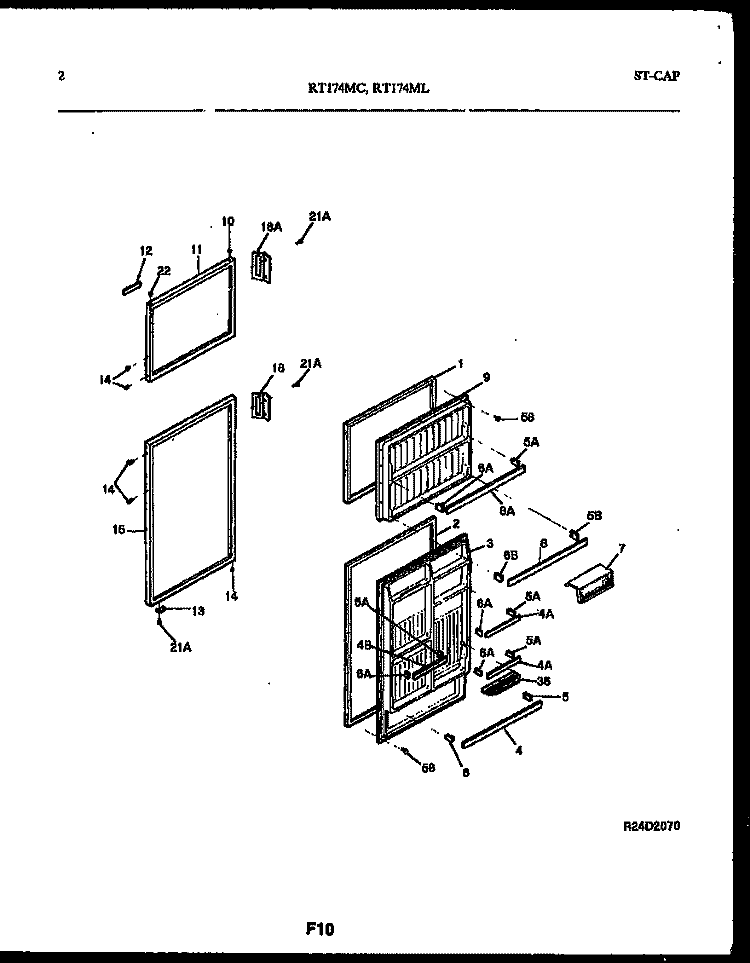 DOOR PARTS Diagram and Parts List for RT174MLW1  Frigidaire Refrigerator
