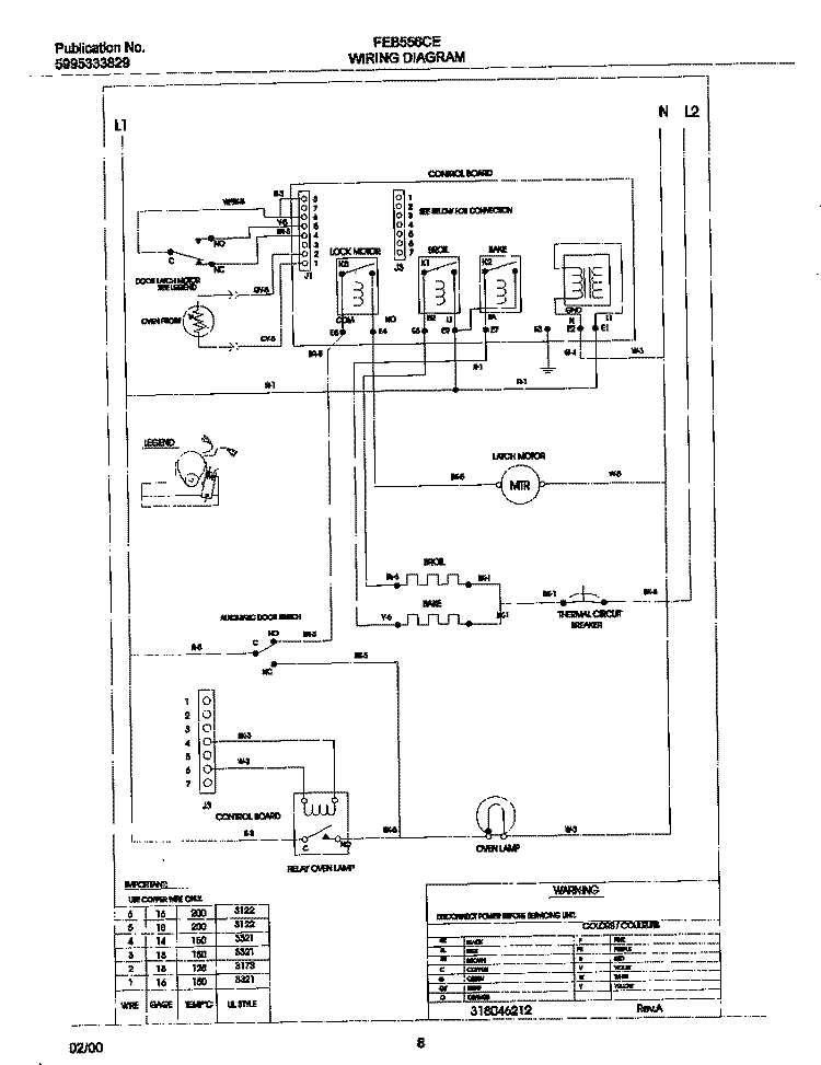 WIRING DIAGRAM Diagram and Parts List for FEB556CETH  Frigidaire Wall Oven