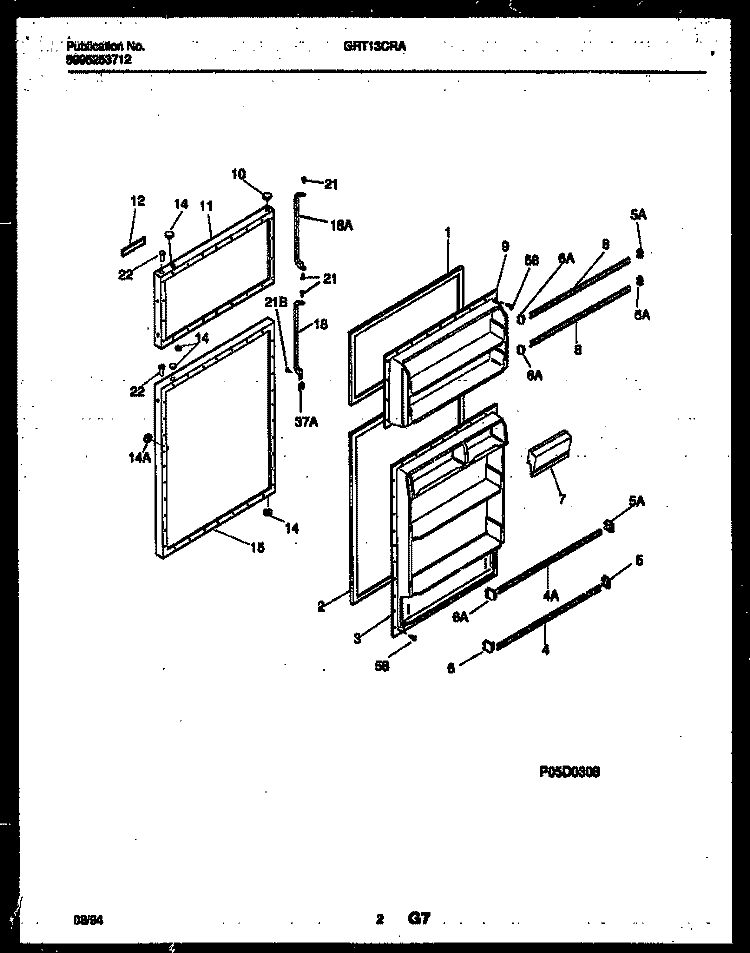 DOOR PARTS Diagram and Parts List for GRT13CRAW0  Gibson Refrigerator