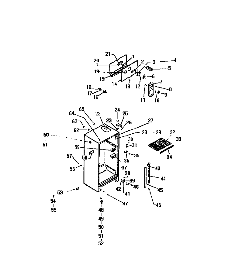 CABINET W / FAN ASSEMBLY Diagram and Parts List for TSK160AN6D  Kelvinator Refrigerator