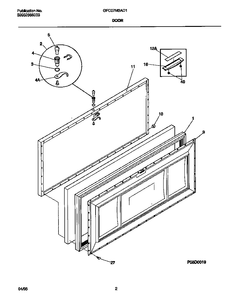 DOOR Diagram and Parts List for GFC07M3AD1  Gibson Freezer