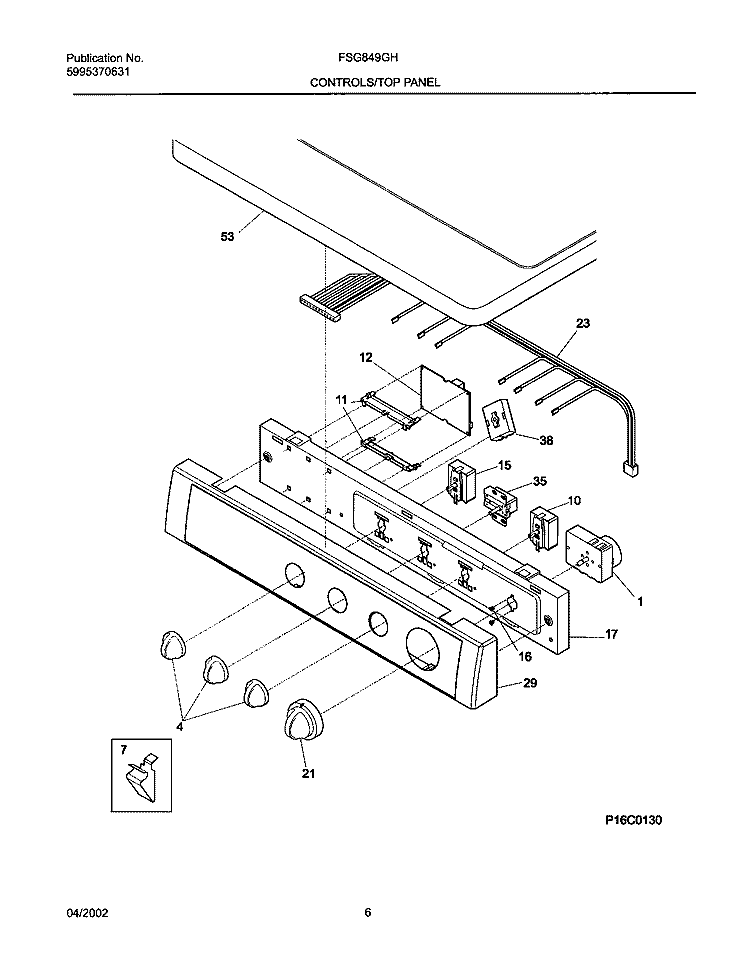 CONTROL PANEL Diagram and Parts List for FSG849GHQ1  Frigidaire Dryer