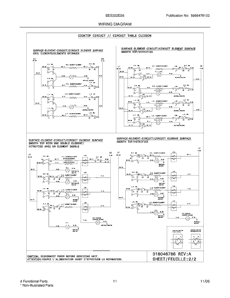 WIRING DIAGRAM Diagram and Parts List for BES322ES6  Crosley Range