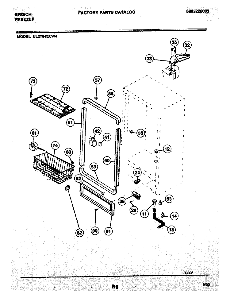 CABINET Diagram and Parts List for UL2164ECW4  Frigidaire Freezer