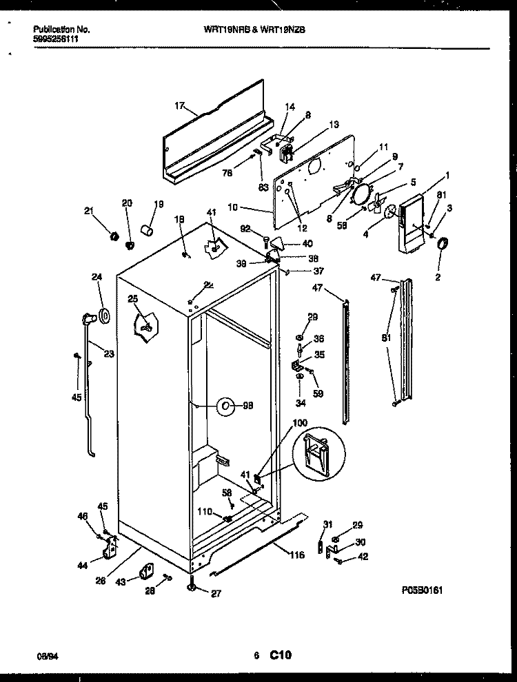 CABINET PARTS Diagram and Parts List for WRT19NZBW0  Frigidaire Refrigerator
