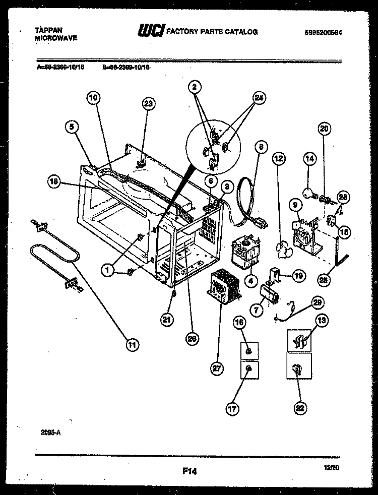FUNCTIONAL PARTS Diagram and Parts List for 56-2369-10-15  Tappan Microwave