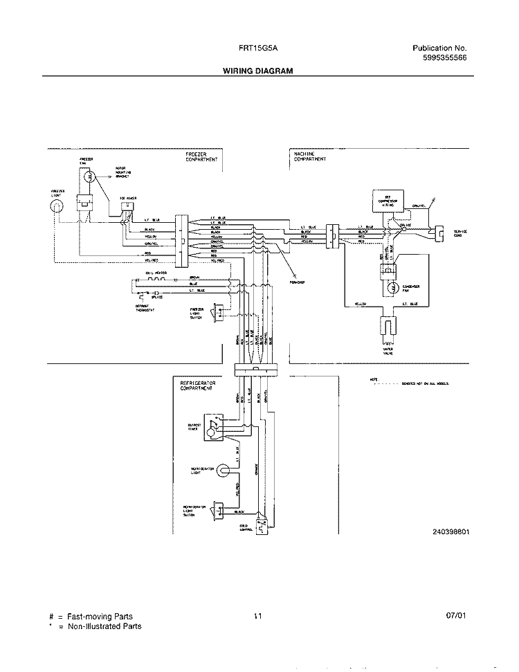 WIRING DIAGRAM Diagram and Parts List for FRT15G5AQ0  Frigidaire Refrigerator