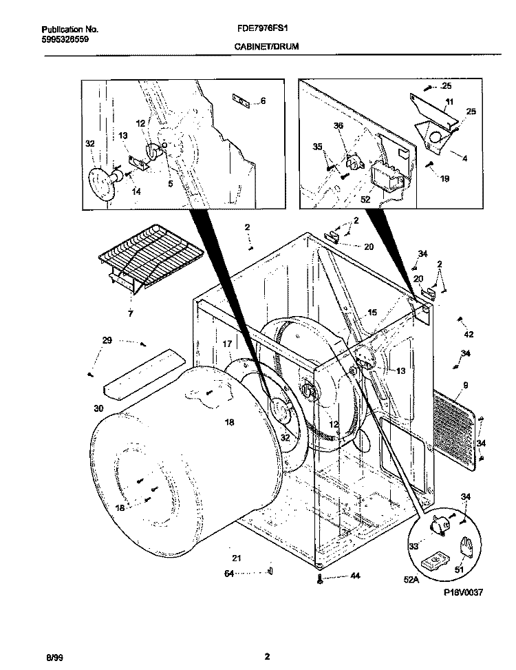P16V0037 DRY CAB, HEATER Diagram and Parts List for FDE7976FS1  Frigidaire Dryer