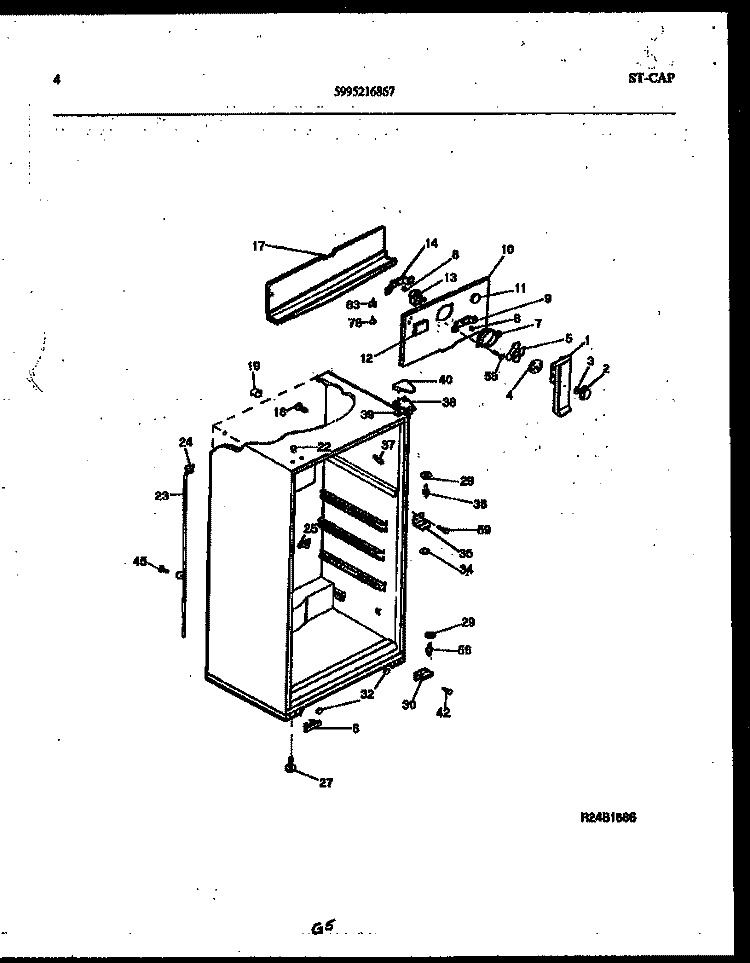 CABINET PARTS Diagram and Parts List for RT173MLW1  Frigidaire Refrigerator