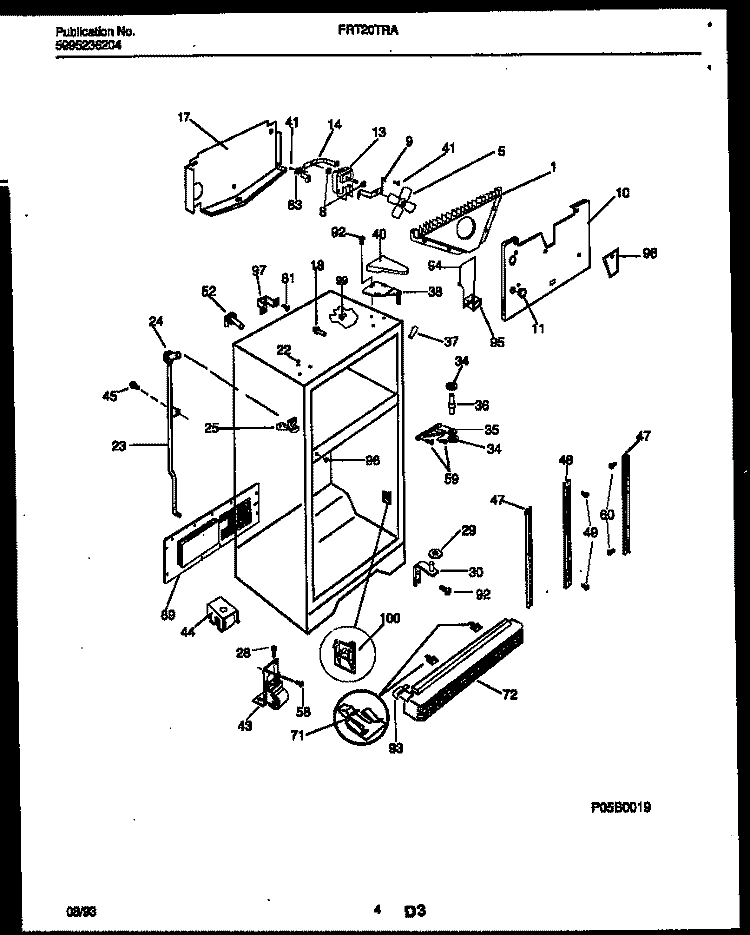 CABINET PARTS Diagram and Parts List for FRT20TRAD0  Frigidaire Refrigerator