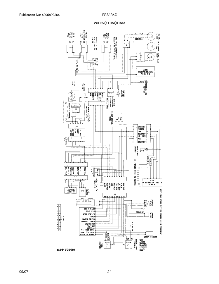 WIRING DIAGRAM Diagram and Parts List for FRS3R5ESB2  Frigidaire Refrigerator