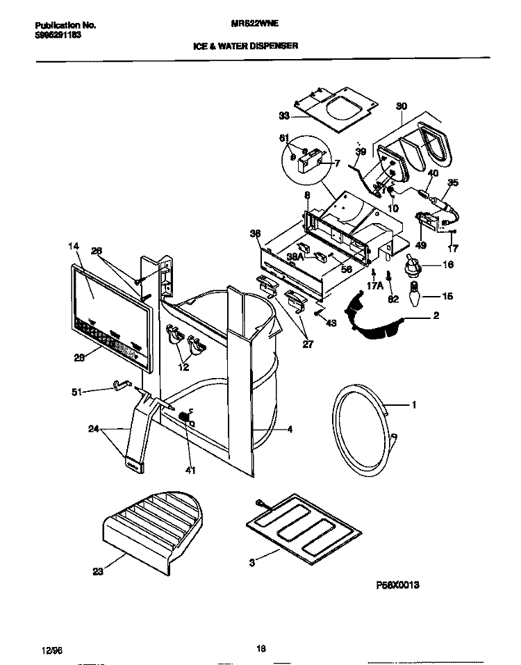 ICE & WATER DISPENSER Diagram and Parts List for MRS22WNEW2  Frigidaire Refrigerator