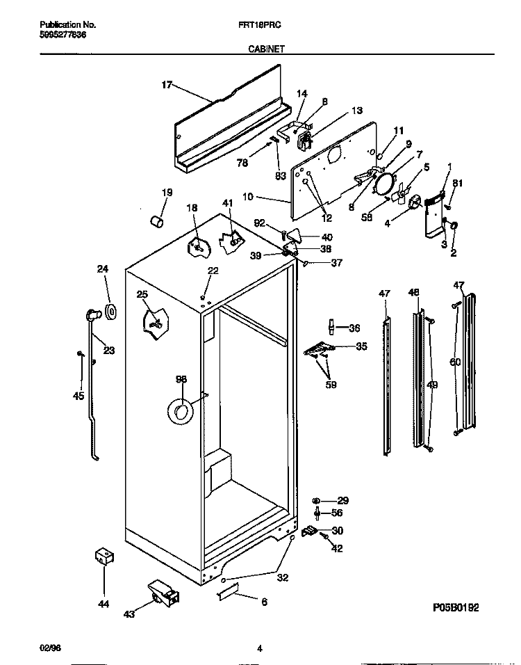 CABINET Diagram and Parts List for FRT18PRCD1  Frigidaire Refrigerator