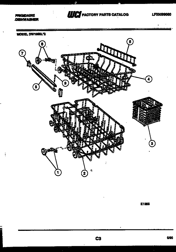 RACKS AND TRAYS Diagram and Parts List for DW1800LA2  Frigidaire Dishwasher