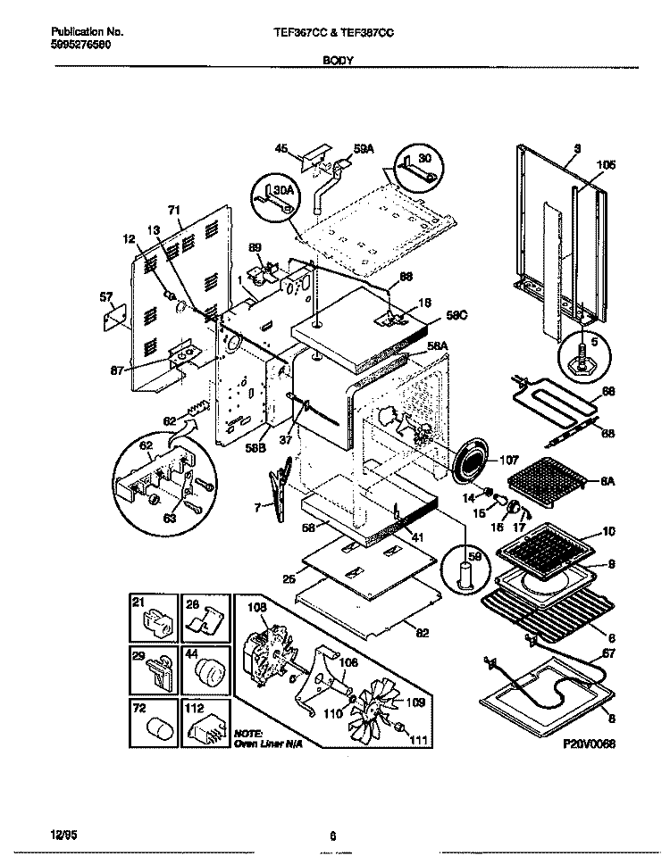 BODY Diagram and Parts List for TEF387CCTB  Tappan Range