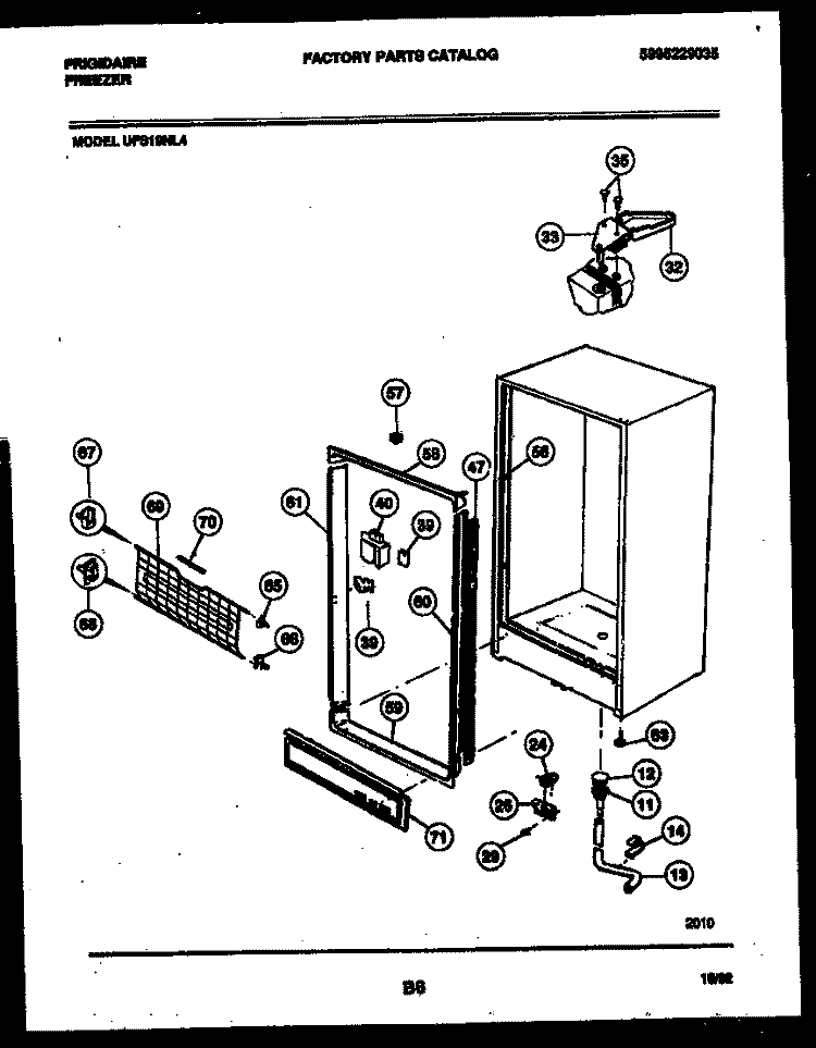 CABINET PARTS Diagram and Parts List for UFS19NL4  Frigidaire Freezer