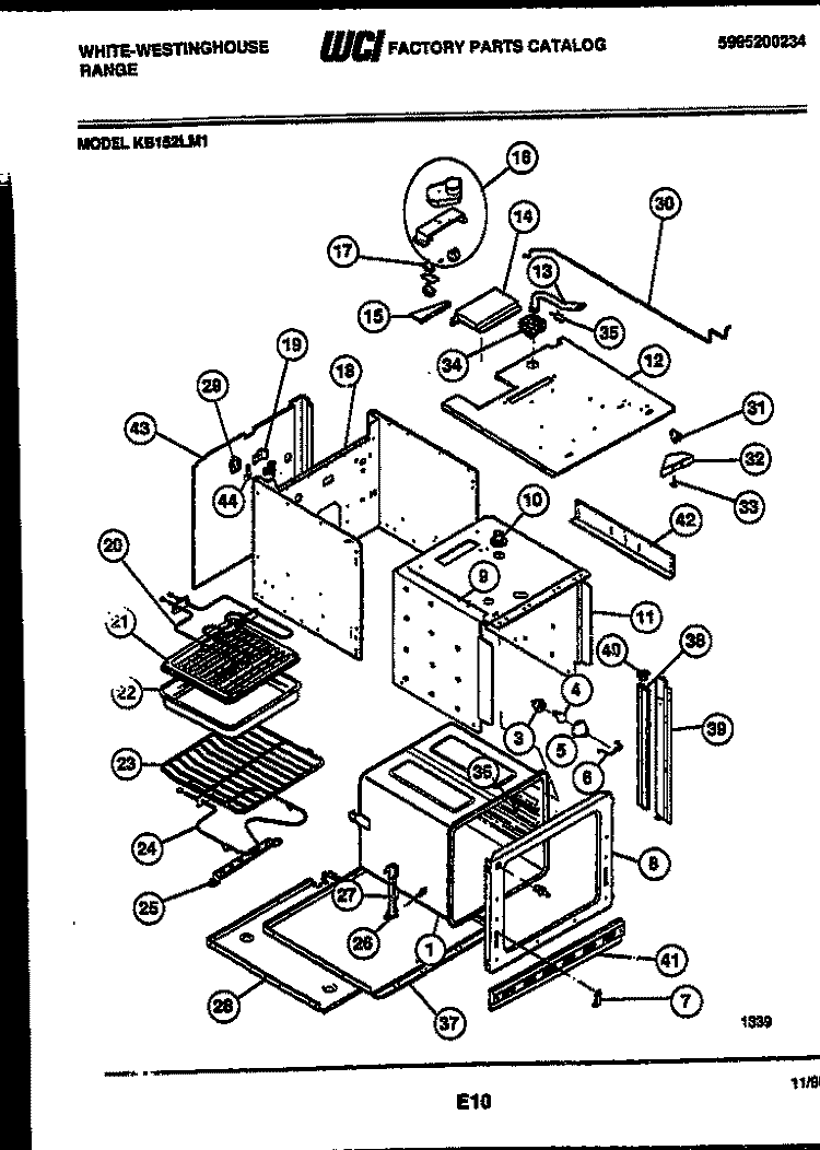 BODY PARTS Diagram and Parts List for KB152LM1  Frigidaire Wall Oven
