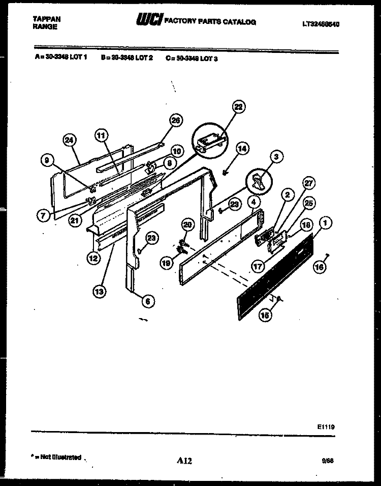 BACKGUARD Diagram and Parts List for 30-3348-00-02  Tappan Range
