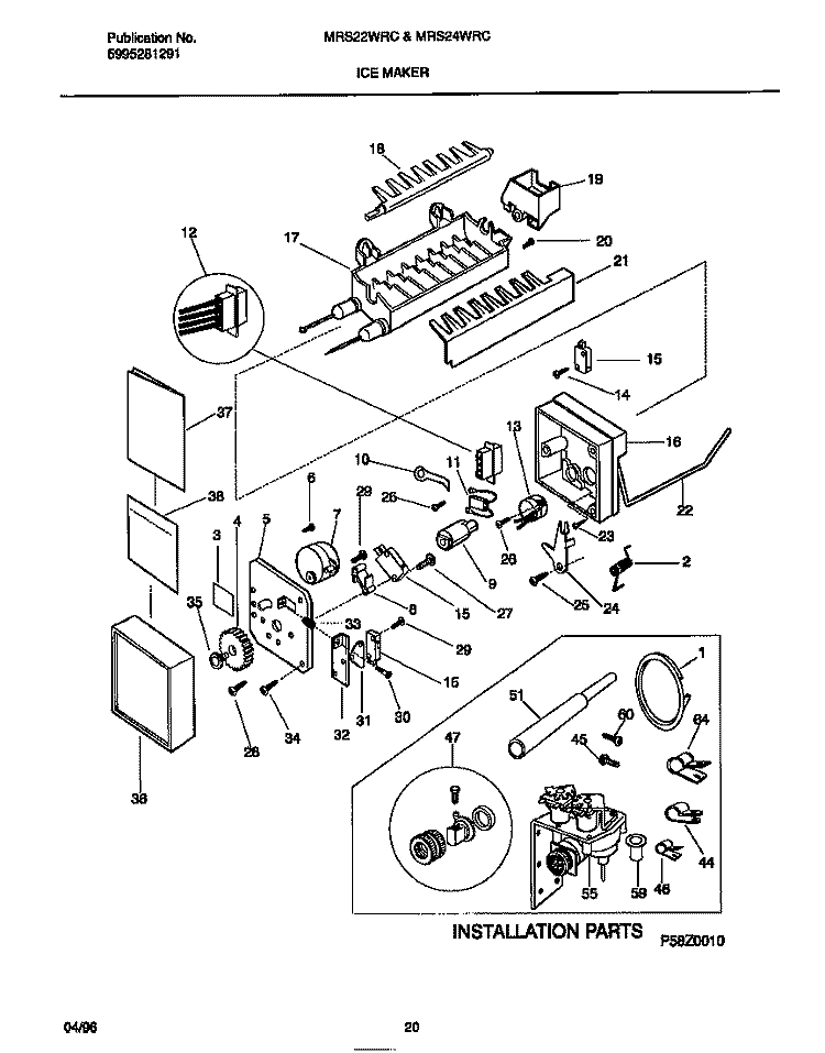 ICE MAKER Diagram and Parts List for MRS22WRCD2  Frigidaire Refrigerator