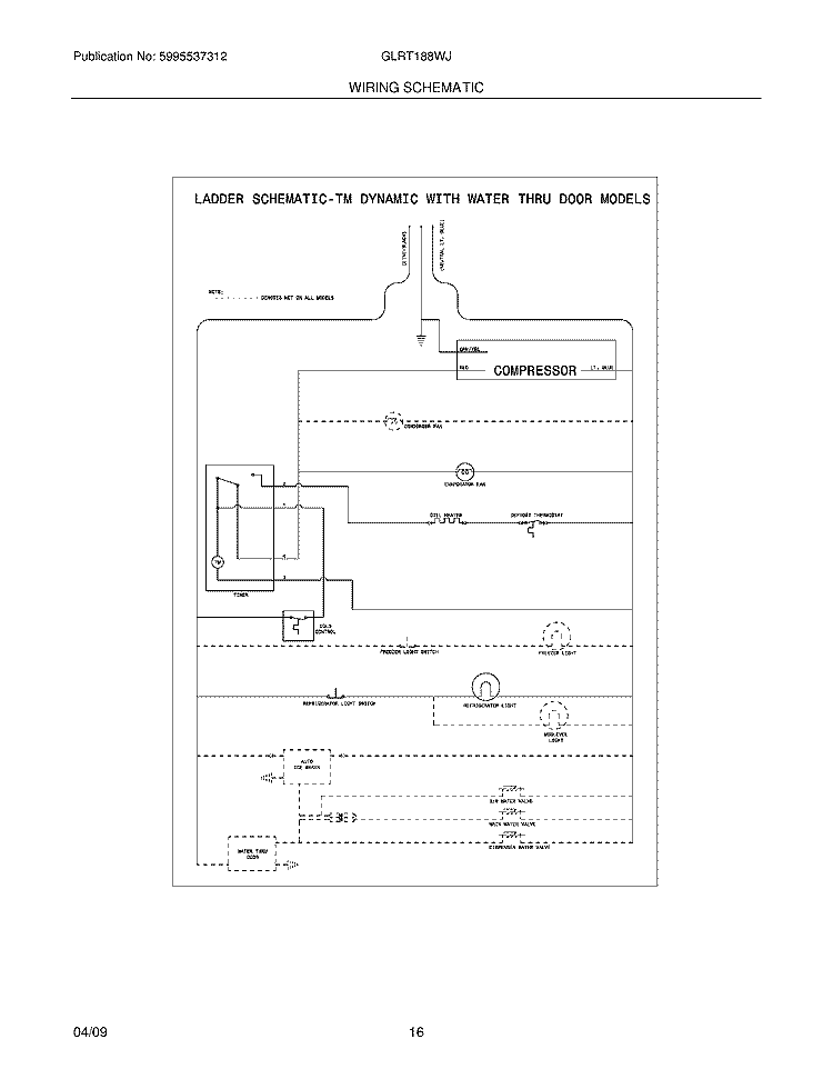 WIRING SCHEMATIC Diagram and Parts List for GLRT188WJB1  Frigidaire Refrigerator