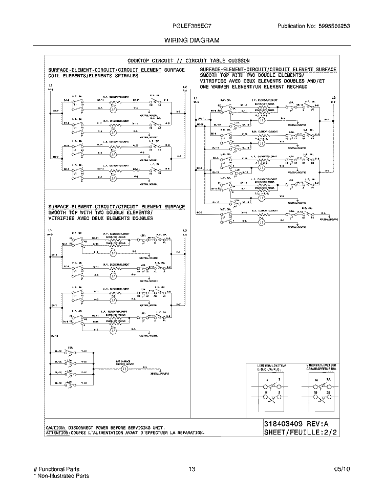 WIRING DIAGRAM Diagram and Parts List for PGLEF385EC7  Frigidaire Range