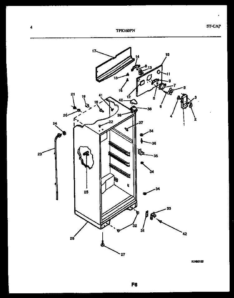 CABINET PARTS Diagram and Parts List for TPK160PN3W  Kelvinator Refrigerator