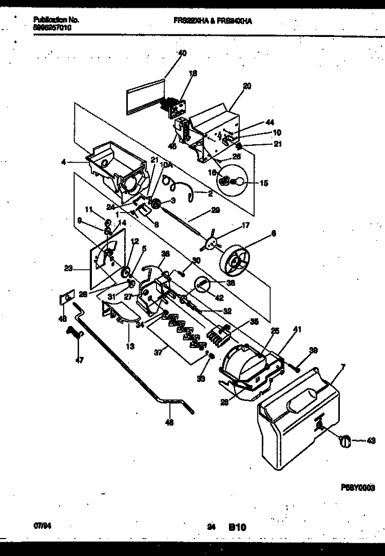 ICE DISPENSER Diagram and Parts List for FRS24XHAB1  Frigidaire Refrigerator