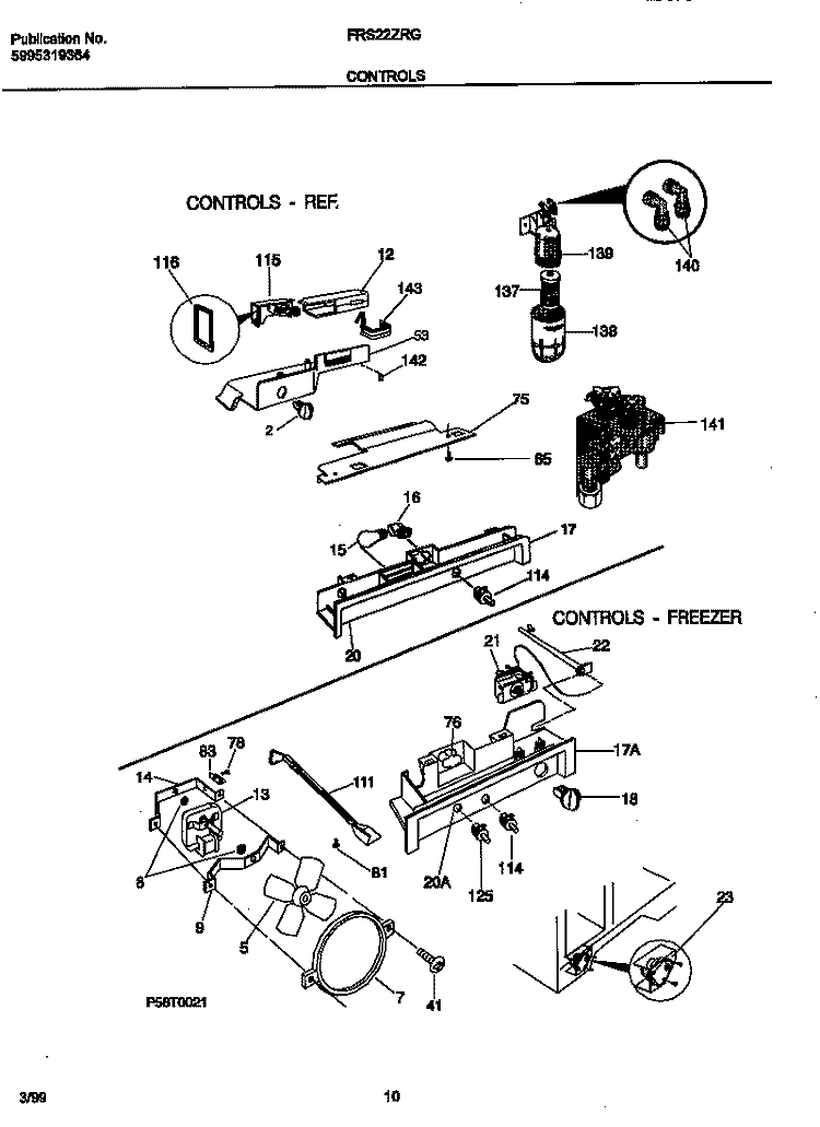 CONTROLS Diagram and Parts List for FRS22ZRGB3  Frigidaire Refrigerator