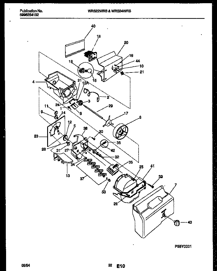 ICE DISPENSER Diagram and Parts List for WRS22WRBD0  Frigidaire Refrigerator