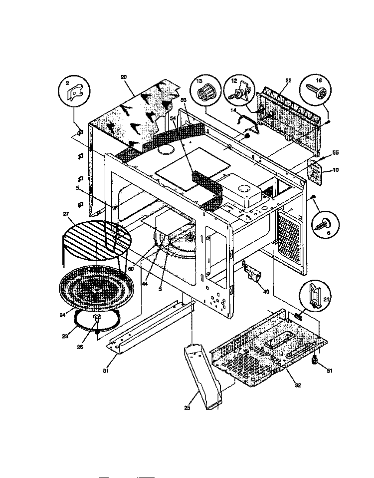 WRAPPER, BODY Diagram and Parts List for TMS134T  Tappan Microwave