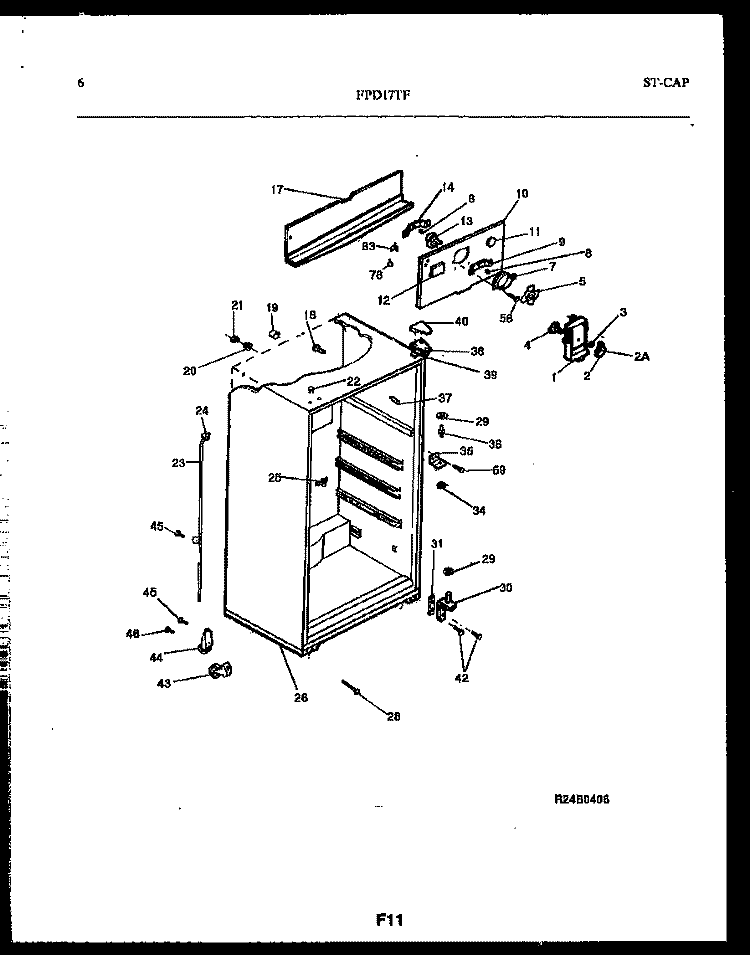 CABINET PARTS Diagram and Parts List for FPD17TFH1  Frigidaire Refrigerator